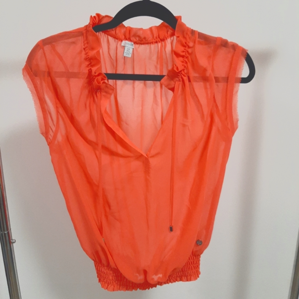 Guess salmon sheer mesh top